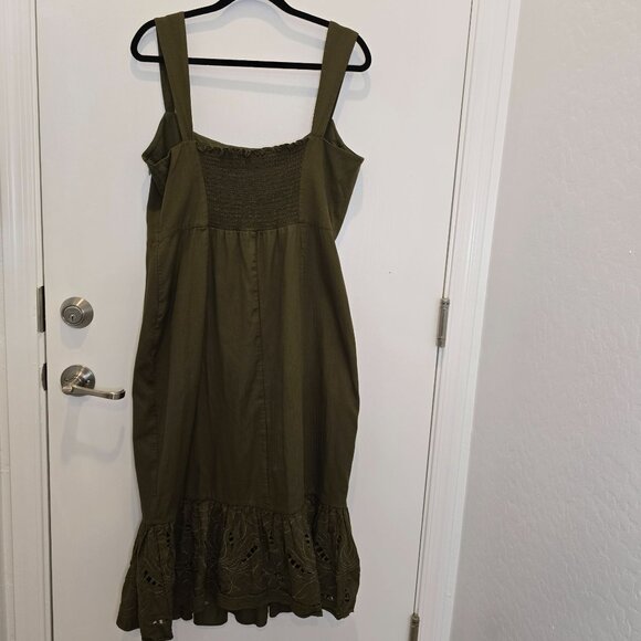 Sachin & Babi Olive Green Laura Dress Size 14 With Ruffled Eyelet Hem Made In In - Picture 11 of 16